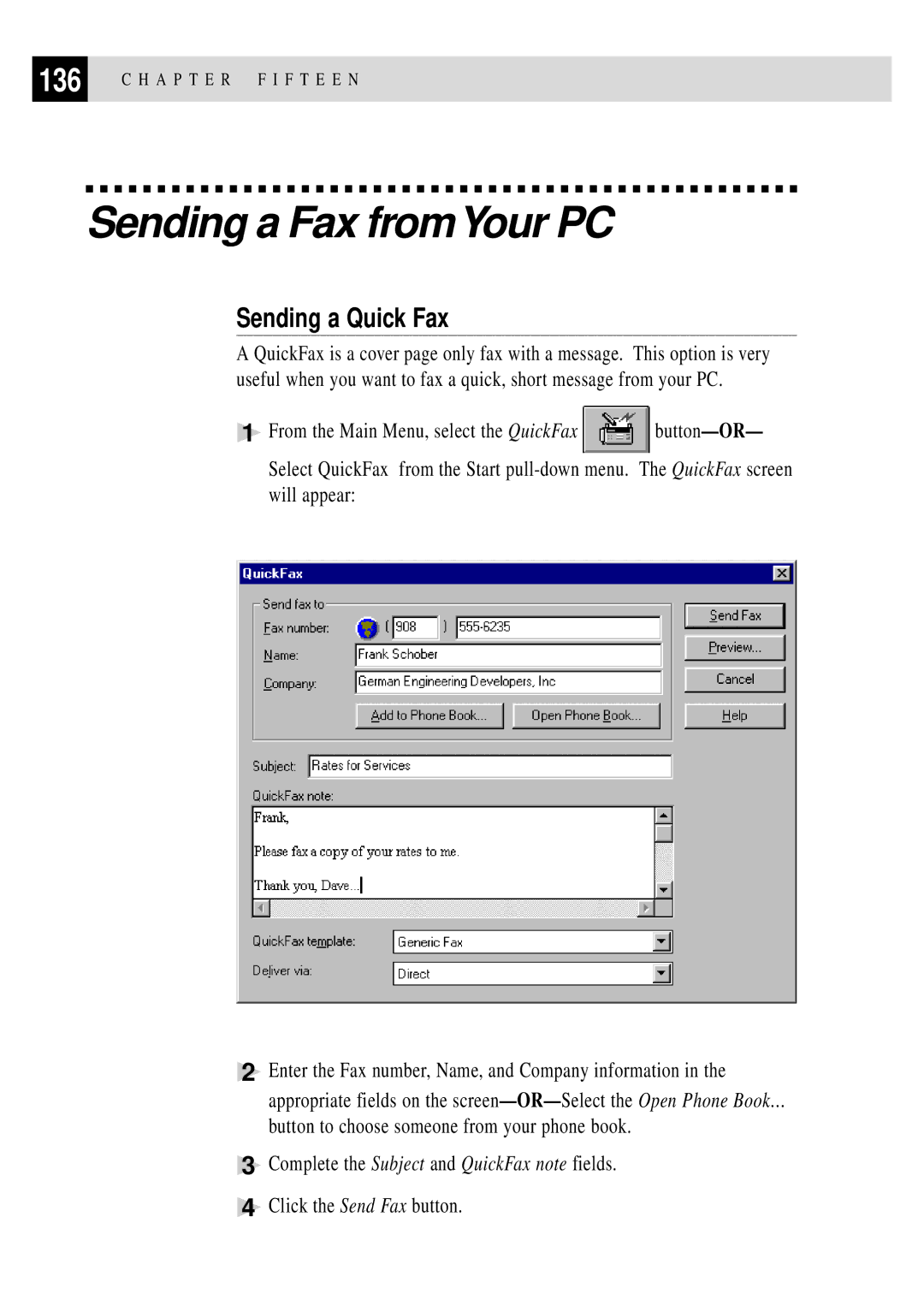 Brother MFC 4350 manual Sending a Fax fromYour PC, Sending a Quick Fax 