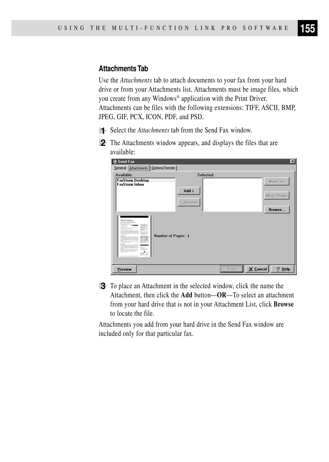 Brother MFC 4350 manual 155, Attachments Tab 