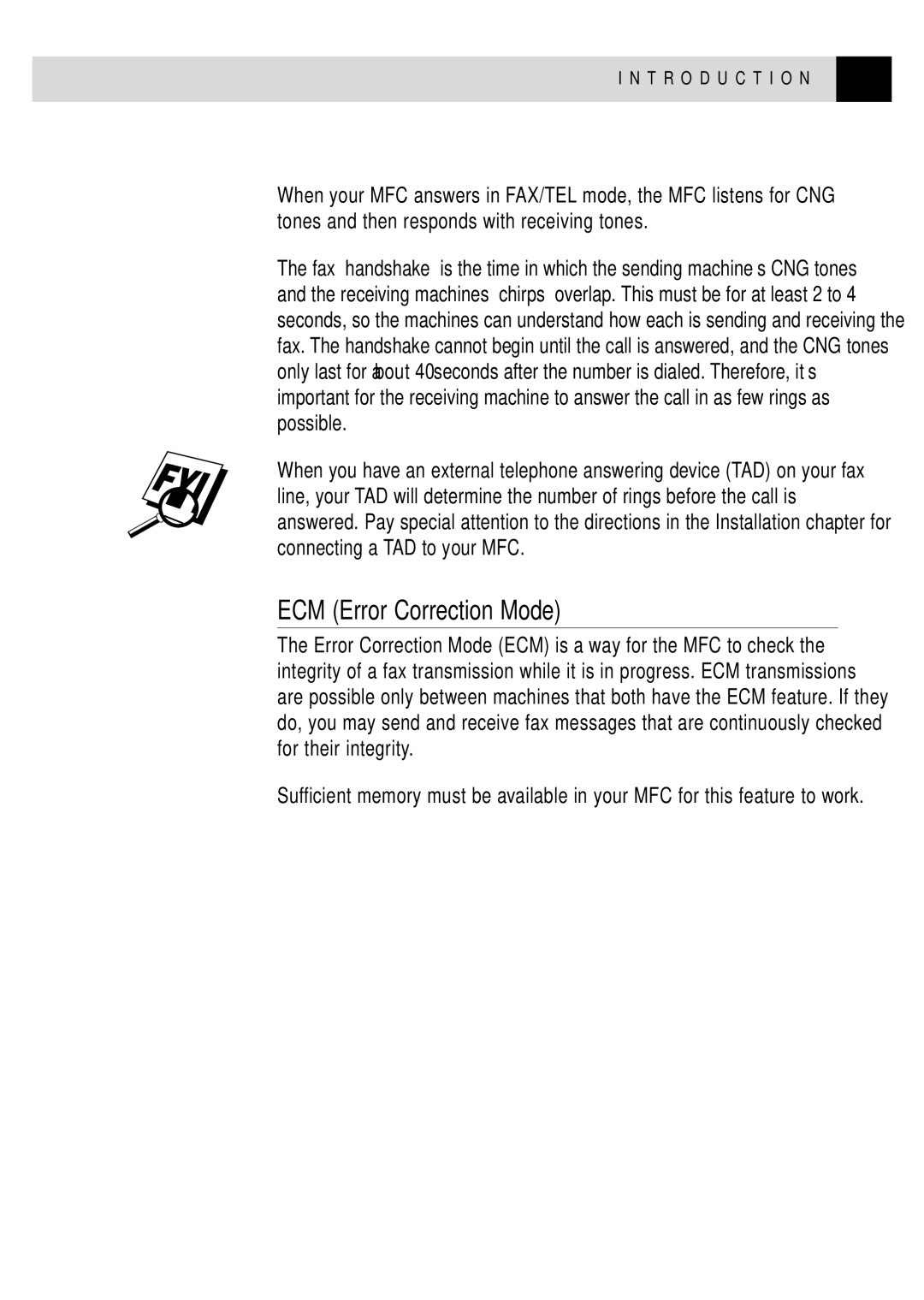 Brother MFC 4350 manual ECM Error Correction Mode 