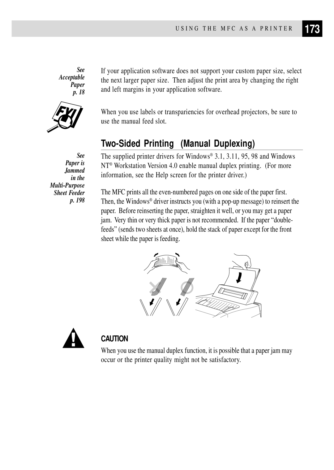 Brother MFC 4350 manual 173, Two-Sided Printing Manual Duplexing 