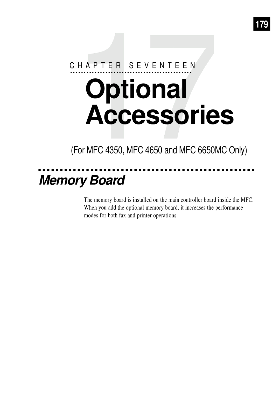 Brother MFC 4350 manual Accessories, Memory Board 