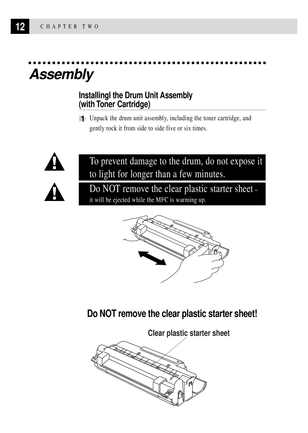 Brother MFC 4350 manual Installingl the Drum Unit Assembly With Toner Cartridge 