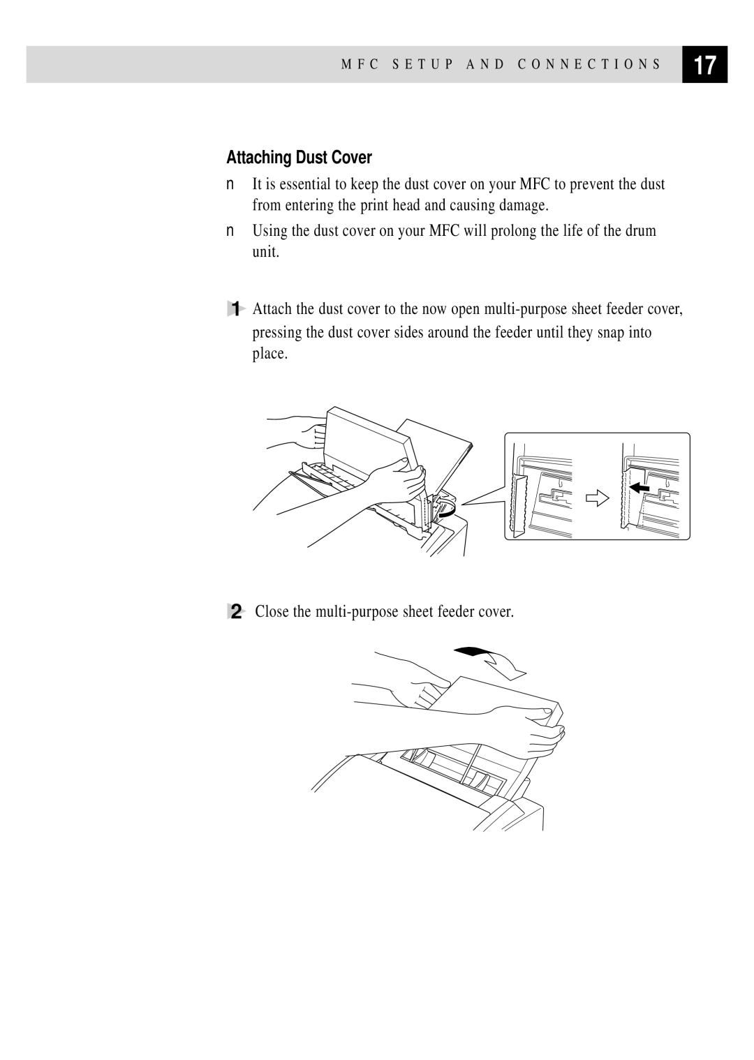 Brother MFC 4350 manual Attaching Dust Cover 