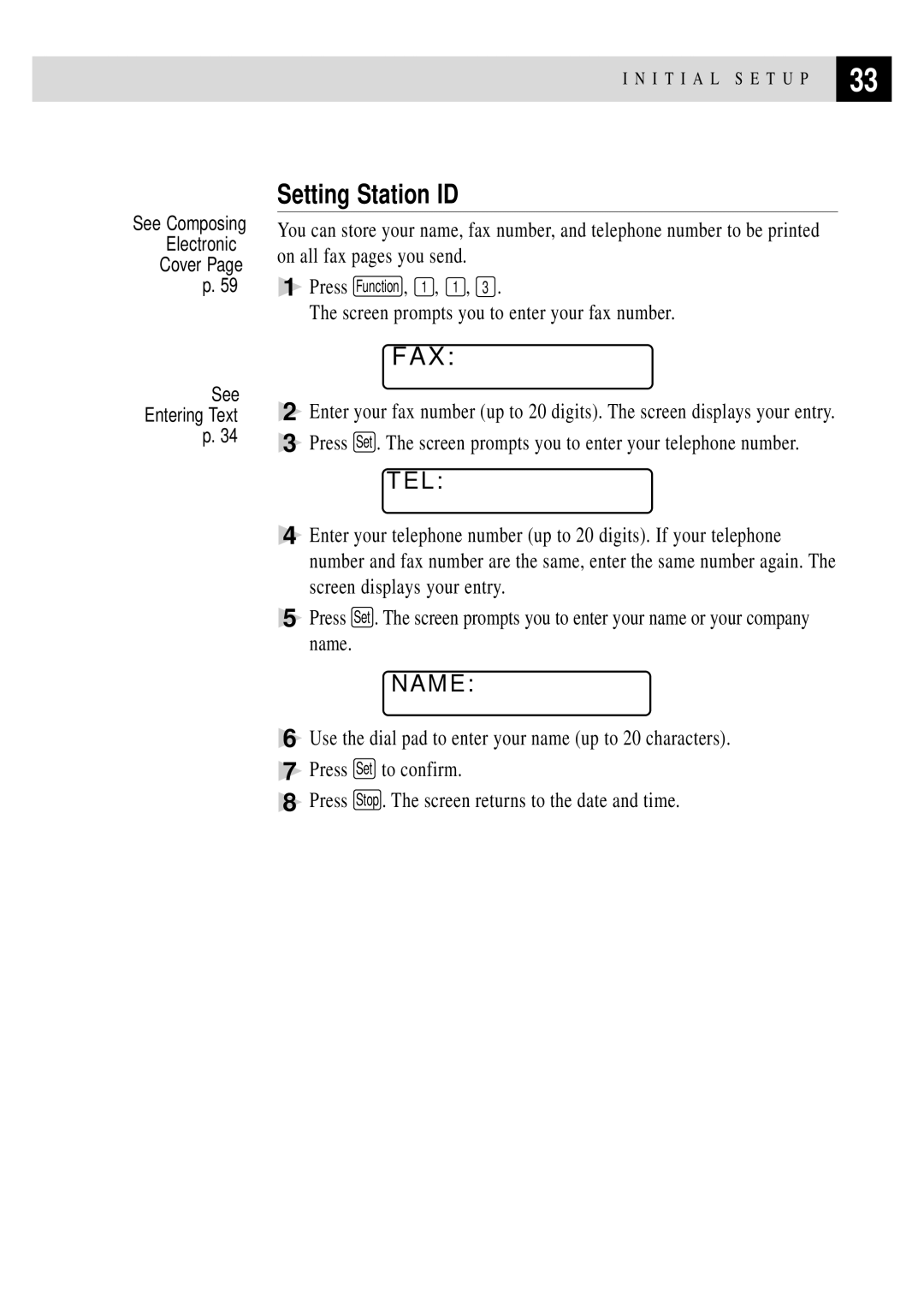 Brother MFC 4350 manual See Composing Electronic Cover Entering Text 