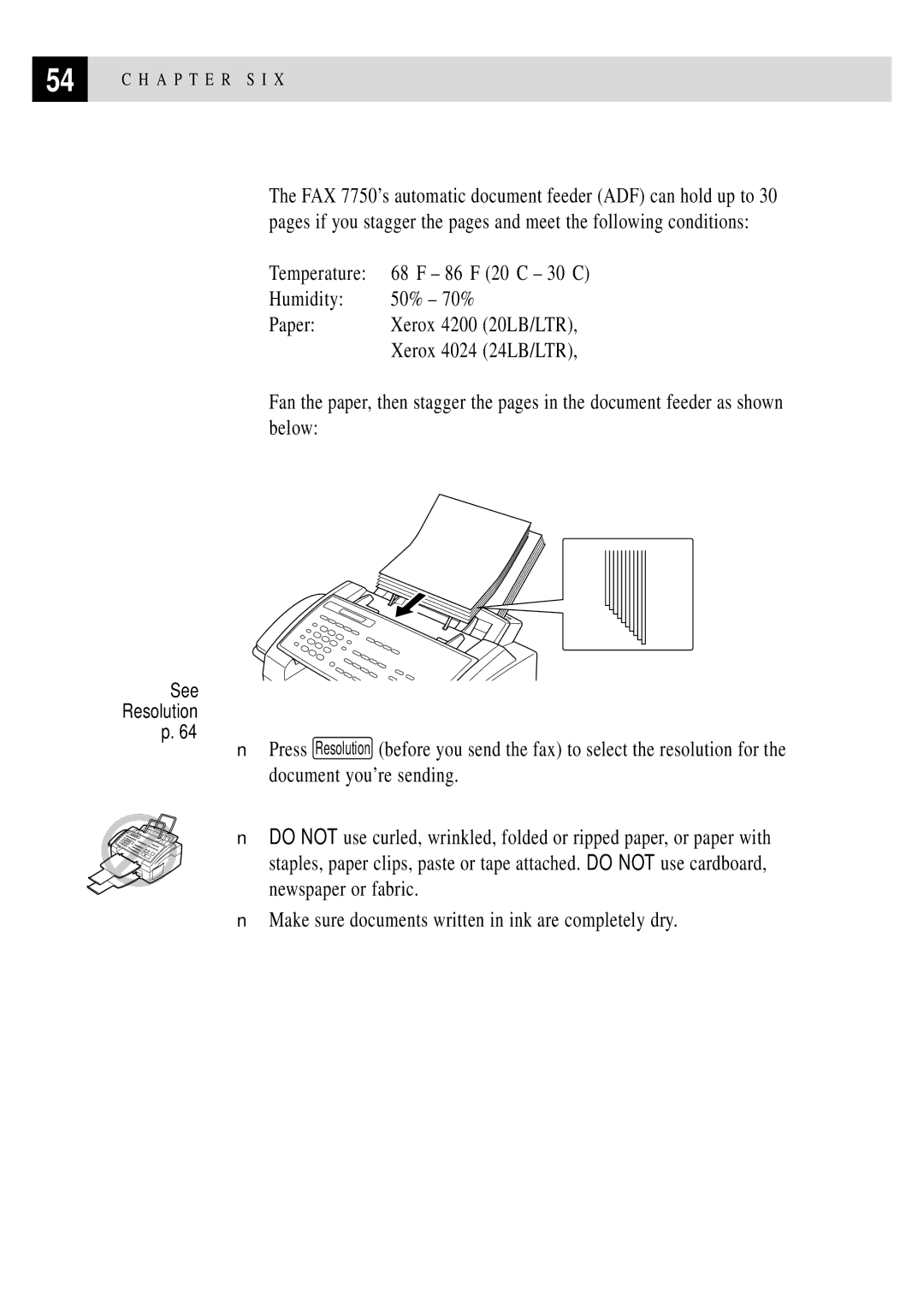 Brother MFC 4350 manual Temperature, Humidity 50% 70% Paper 