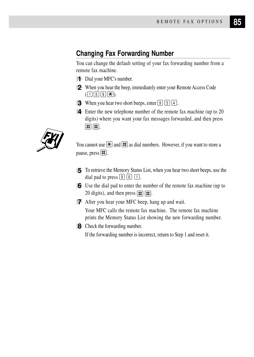 Brother MFC 4350 manual Changing Fax Forwarding Number 