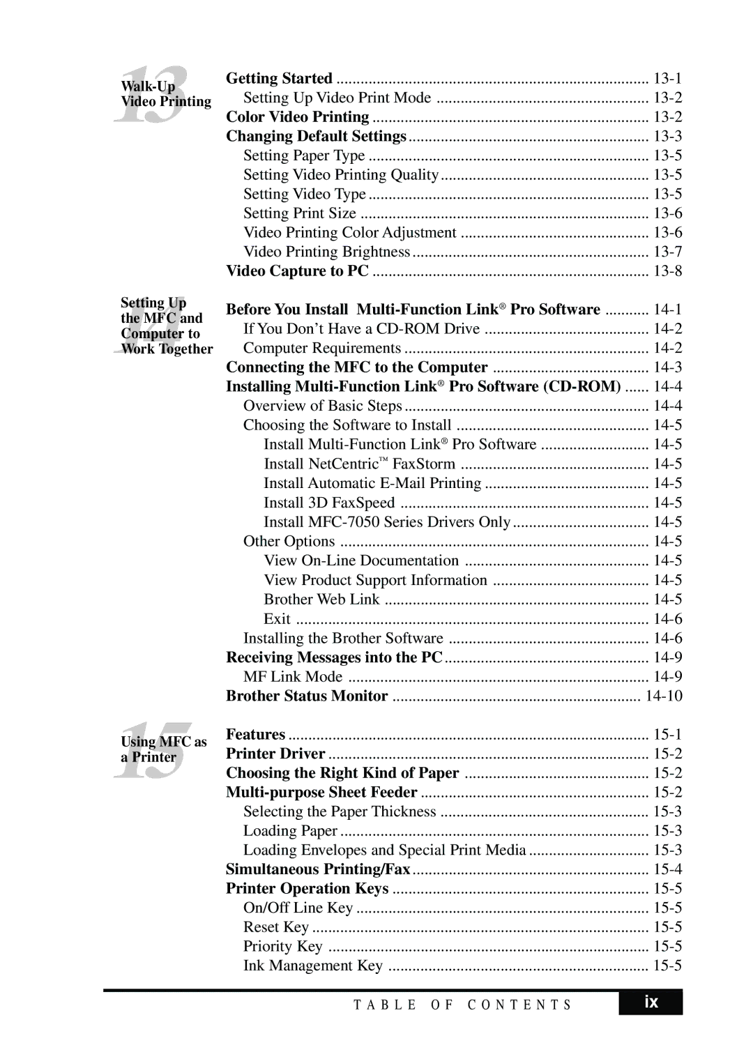 Brother MFC 7050C owner manual 13-1 