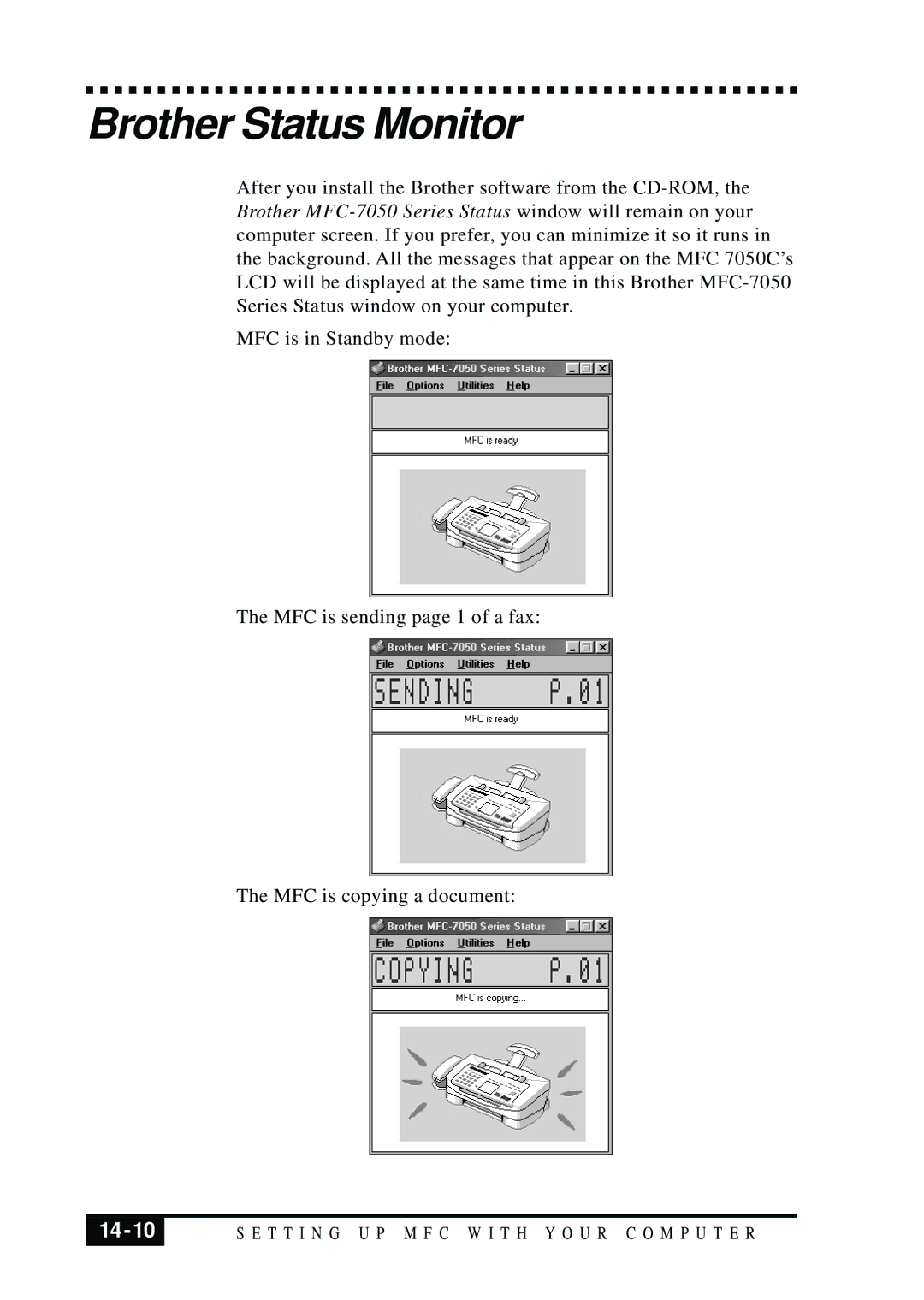 Brother MFC 7050C owner manual Brother Status Monitor, 14-10 