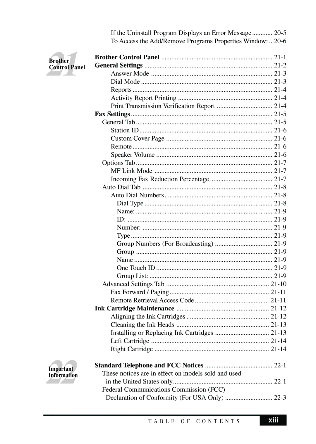 Brother MFC 7050C owner manual Xiii 