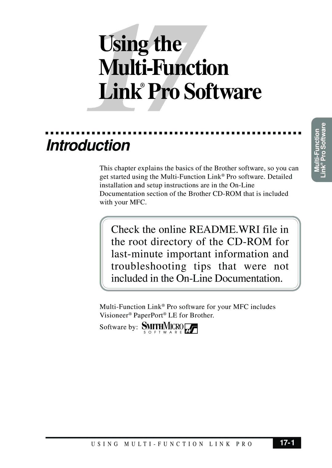 Brother MFC 7050C owner manual 17Using the Multi-Function Link Pro Software, 17-1 