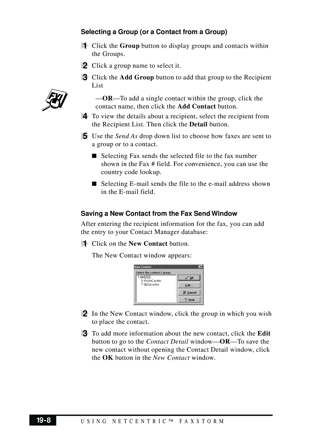 Brother MFC 7050C owner manual 19-8, Selecting a Group or a Contact from a Group 