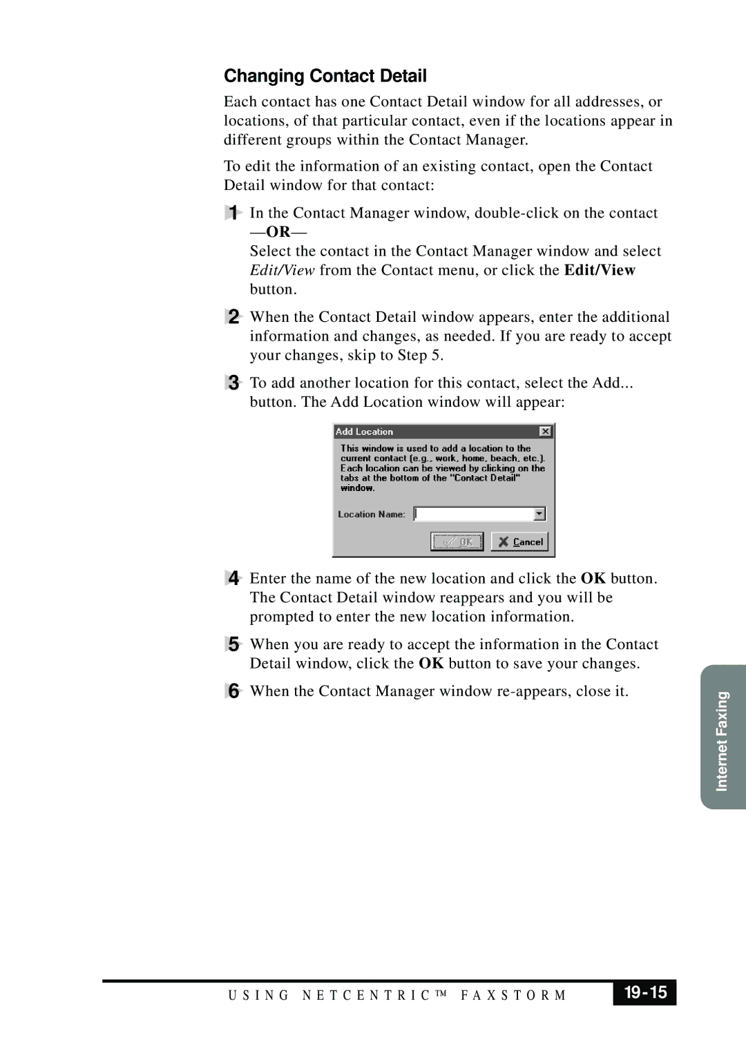 Brother MFC 7050C owner manual Changing Contact Detail, 19-15 