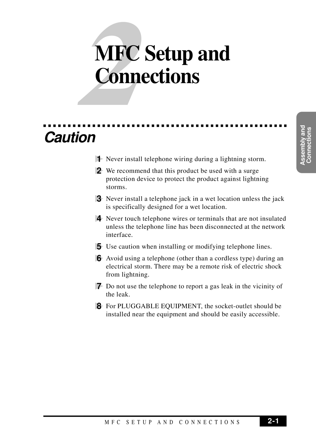 Brother MFC 7050C owner manual 2MFC Setup Connections 