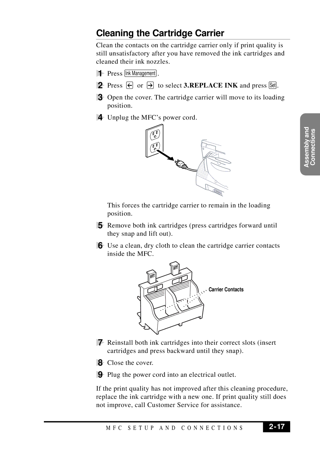 Brother MFC 7050C owner manual Cleaning the Cartridge Carrier 