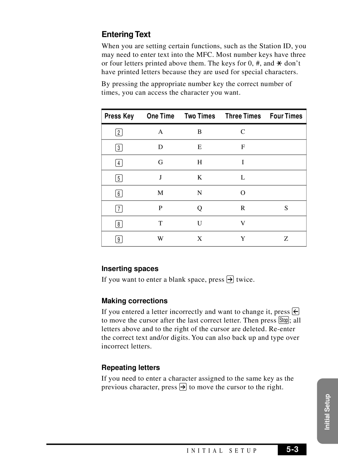 Brother MFC 7050C owner manual Entering Text, Making corrections 