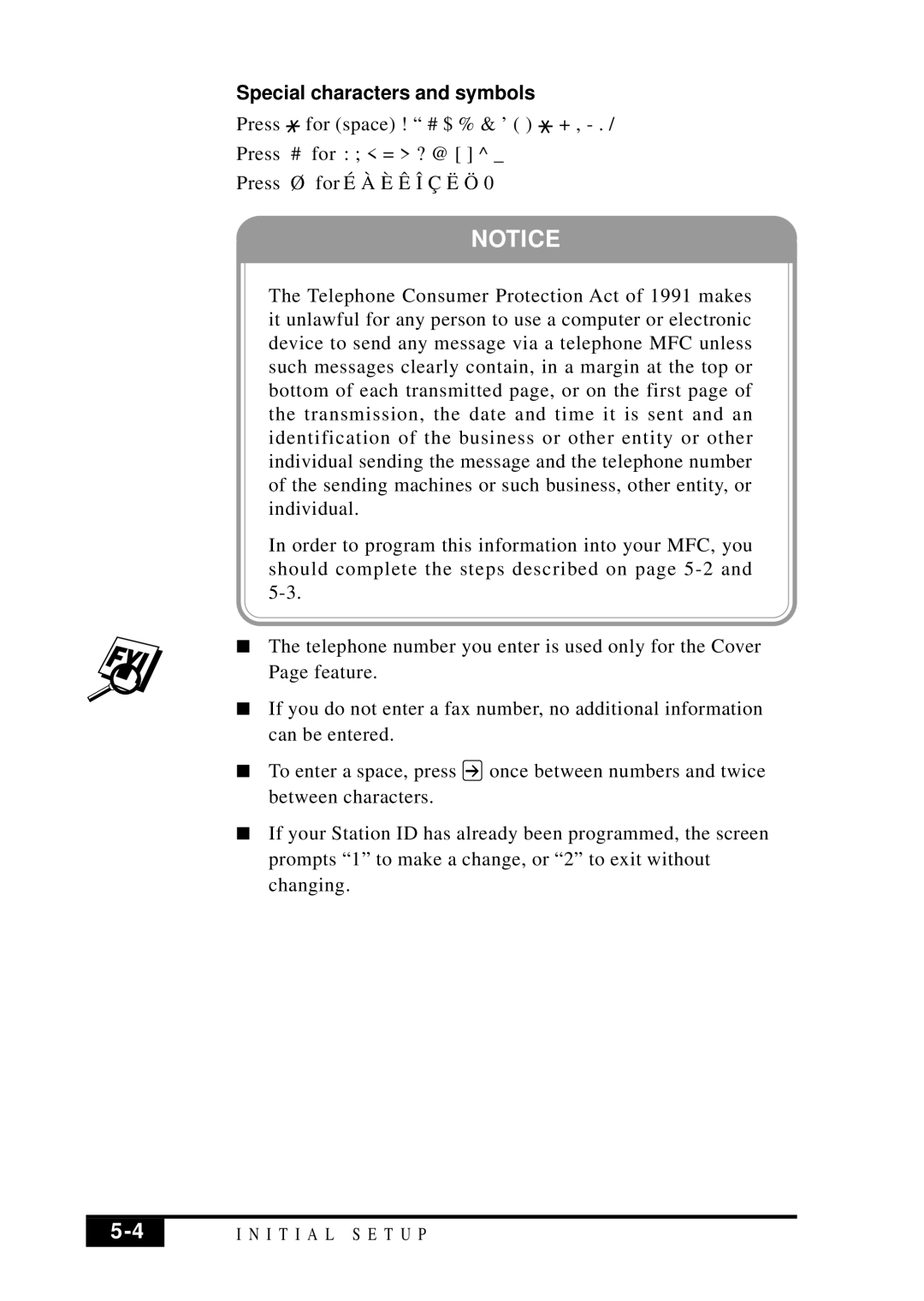 Brother MFC 7050C owner manual Special characters and symbols 