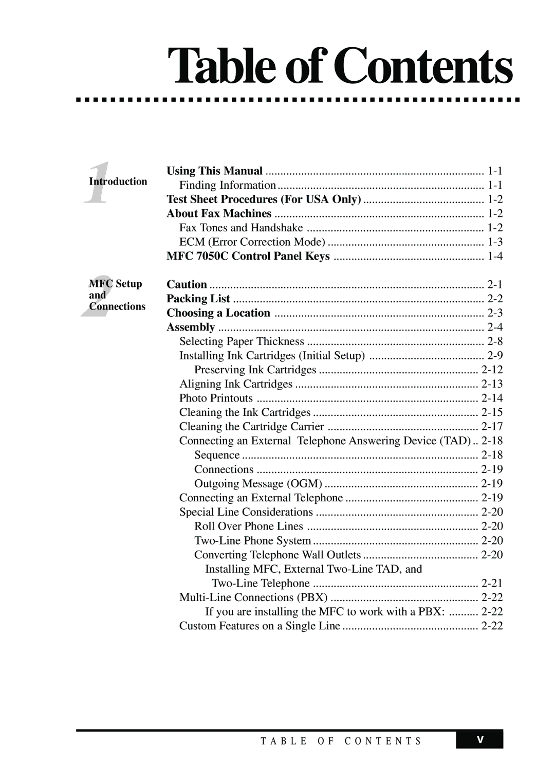 Brother MFC 7050C owner manual Table of Contents 