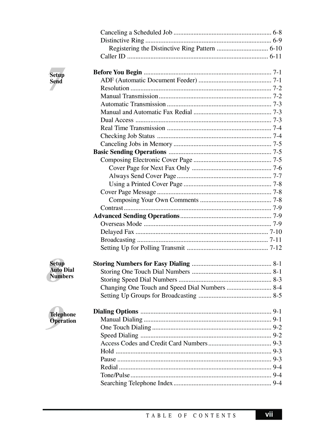 Brother MFC 7050C owner manual Vii, Composing Your Own Comments 