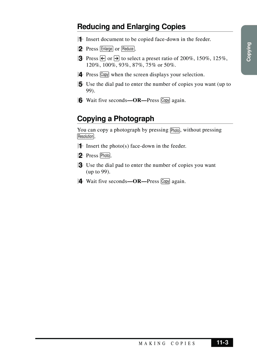 Brother MFC 7050C owner manual Reducing and Enlarging Copies, Copying a Photograph, 11-3 