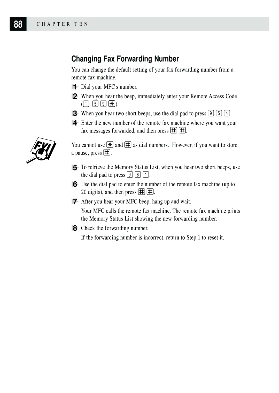 Brother MFC 7150C owner manual Changing Fax Forwarding Number 