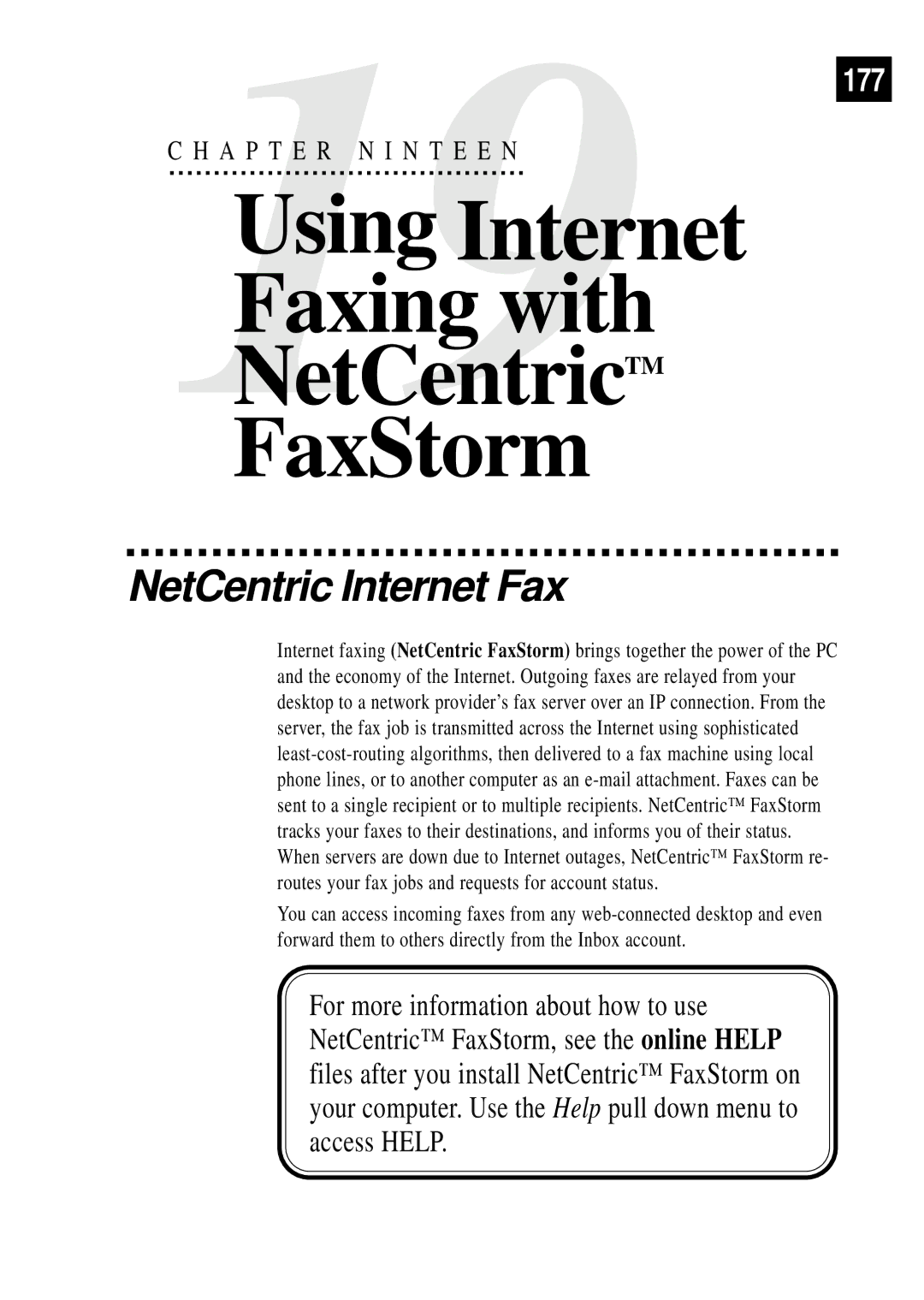 Brother MFC 7150C owner manual Faxing with NetCentricTM FaxStorm, NetCentric Internet Fax 