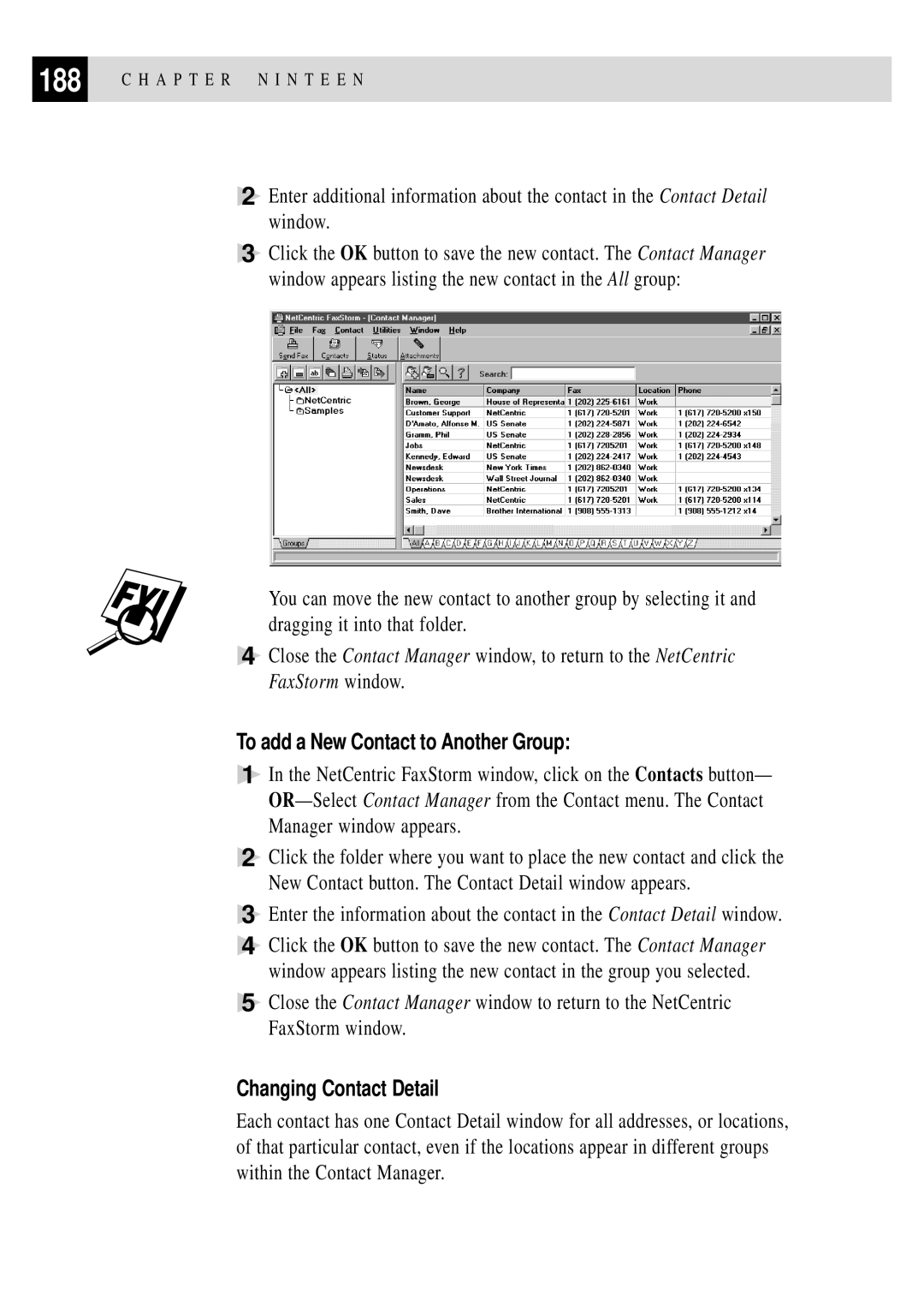 Brother MFC 7150C owner manual To add a New Contact to Another Group, Changing Contact Detail 