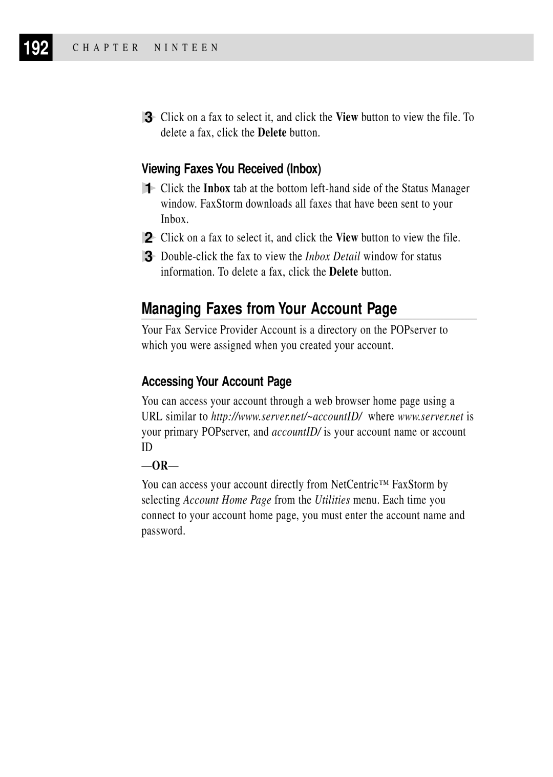 Brother MFC 7150C owner manual Managing Faxes from Your Account, Viewing Faxes You Received Inbox, Accessing Your Account 