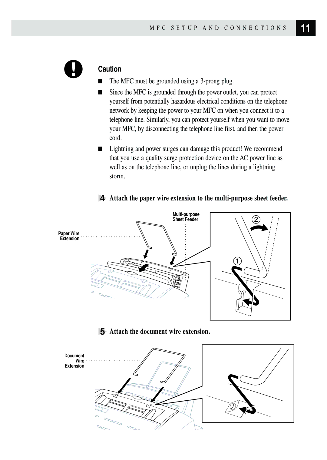 Brother MFC 7150C owner manual Attach the document wire extension 