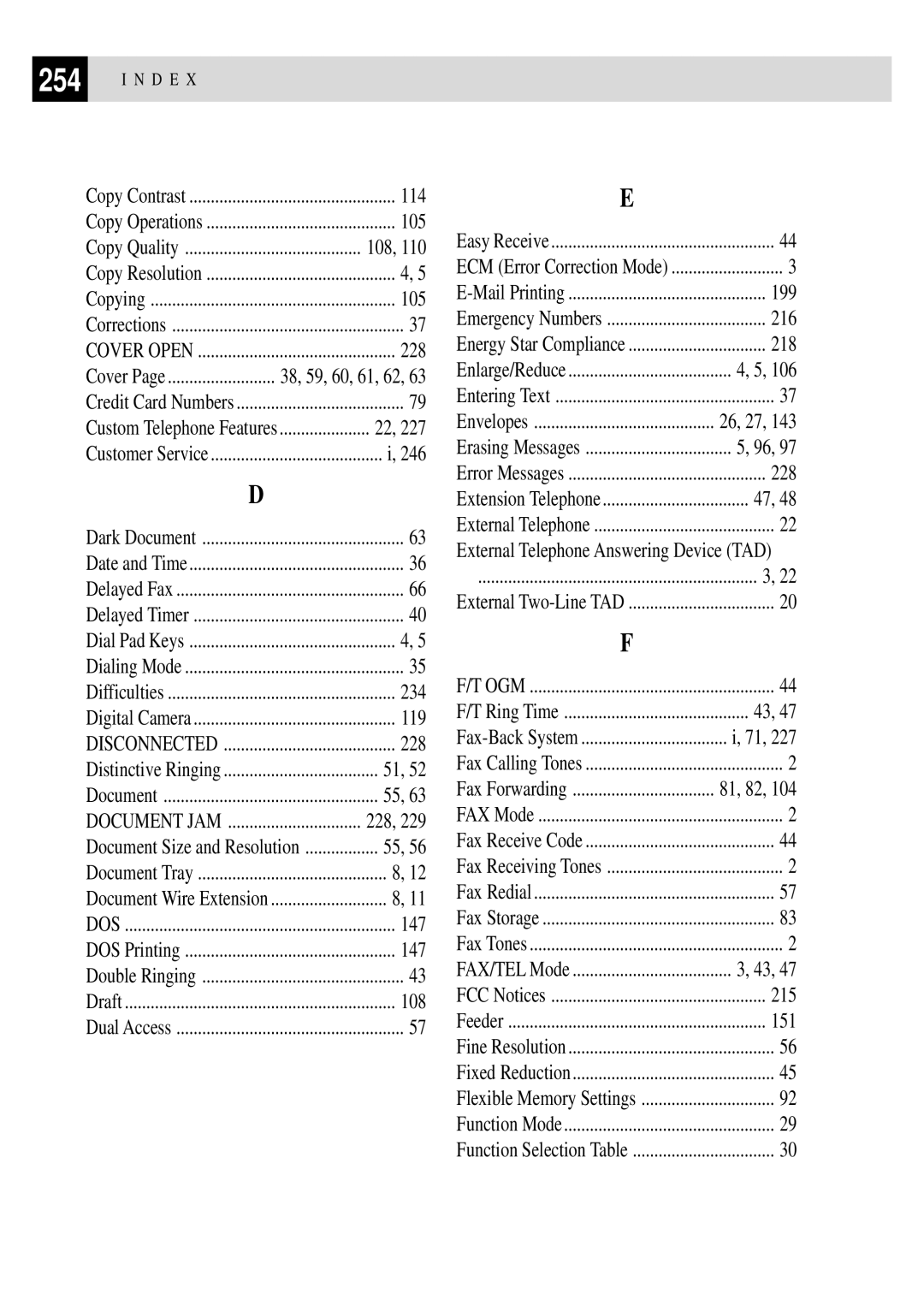 Brother MFC 7150C owner manual 108, 234, 119, 147, 199, 216, 218, 215, 151 