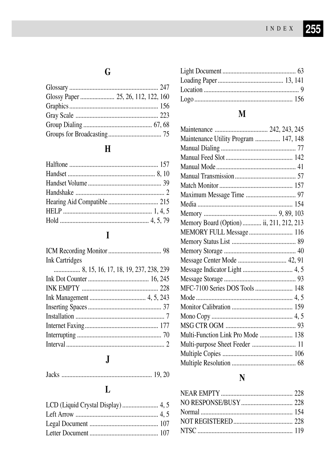 Brother MFC 7150C owner manual 255 