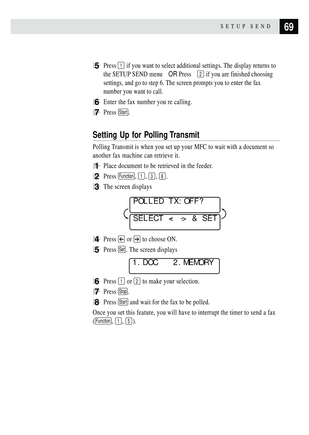 Brother MFC 7150C owner manual Setting Up for Polling Transmit, Polled TXOFF? 