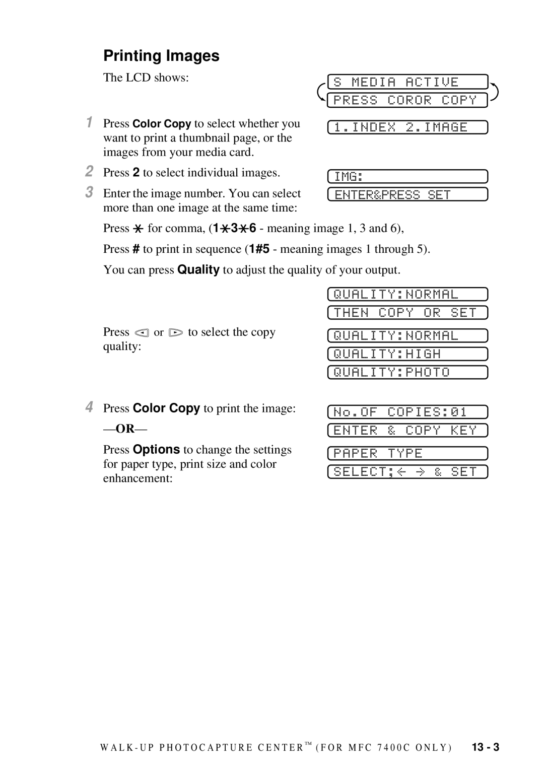 Brother MFC-7300C manual Printing Images 