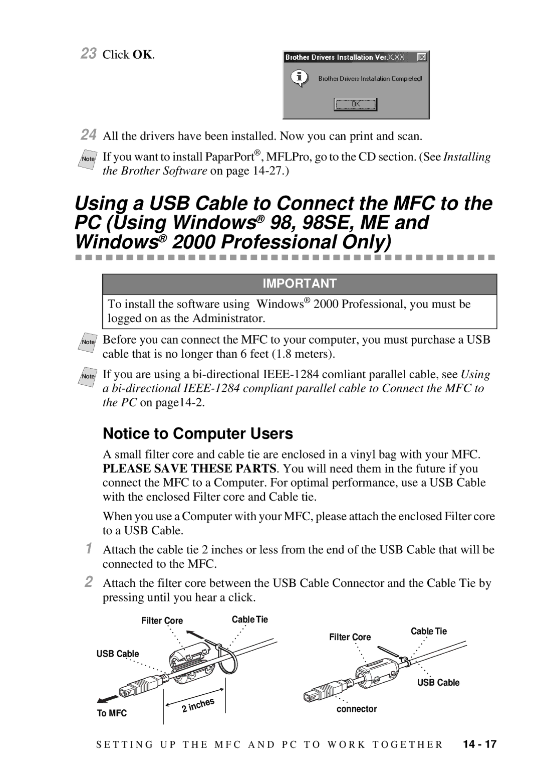 Brother MFC-7300C manual Filter Core 