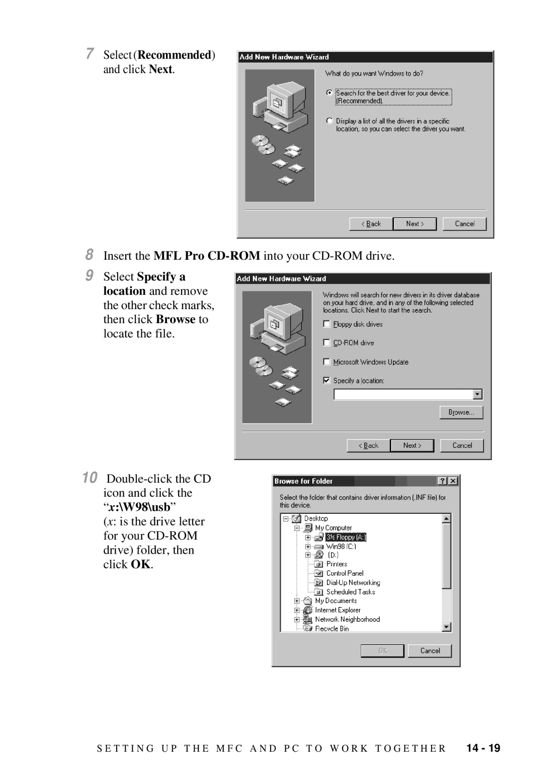 Brother MFC-7300C manual W98\usb 