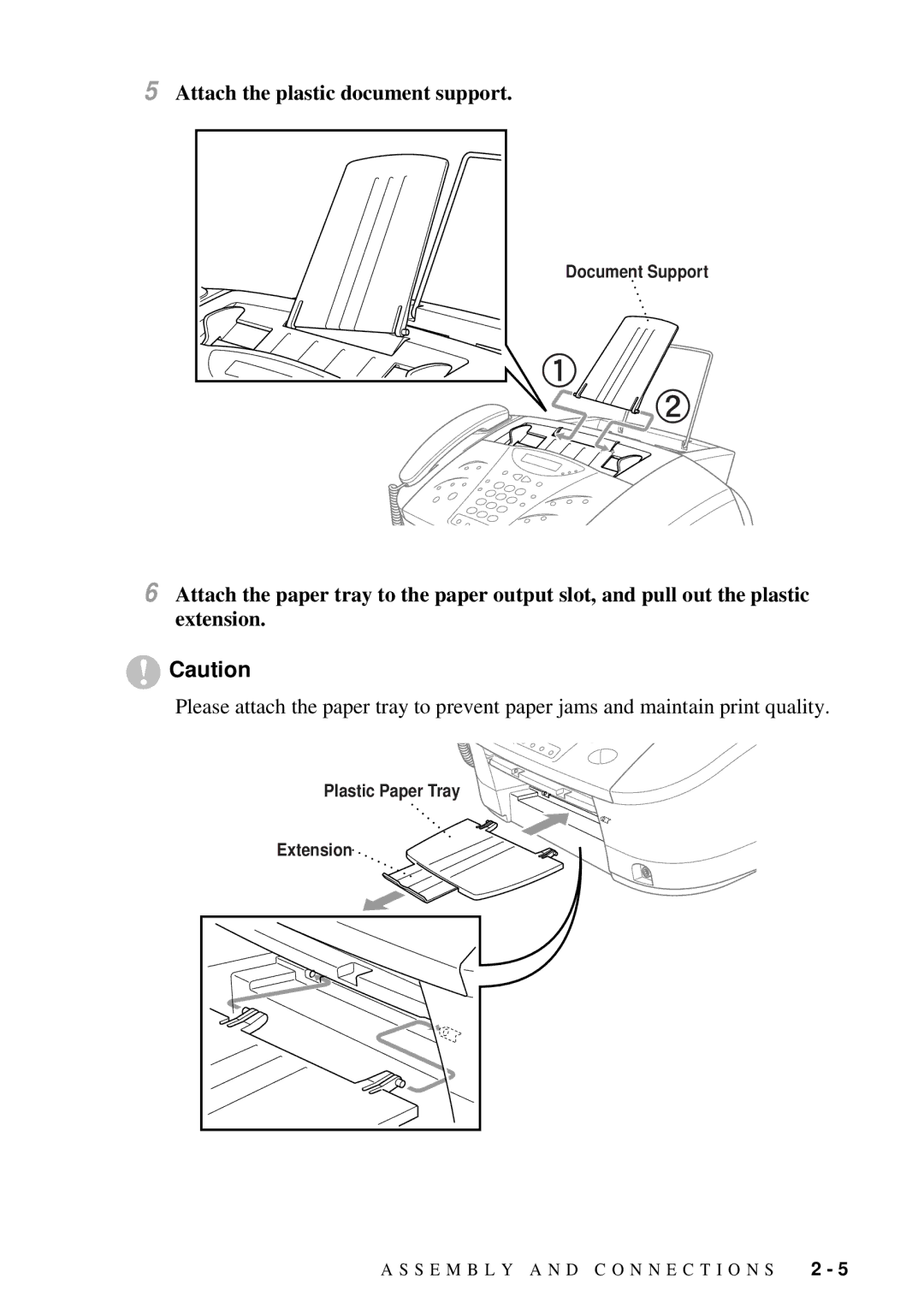 Brother MFC-7300C manual Attach the plastic document support 