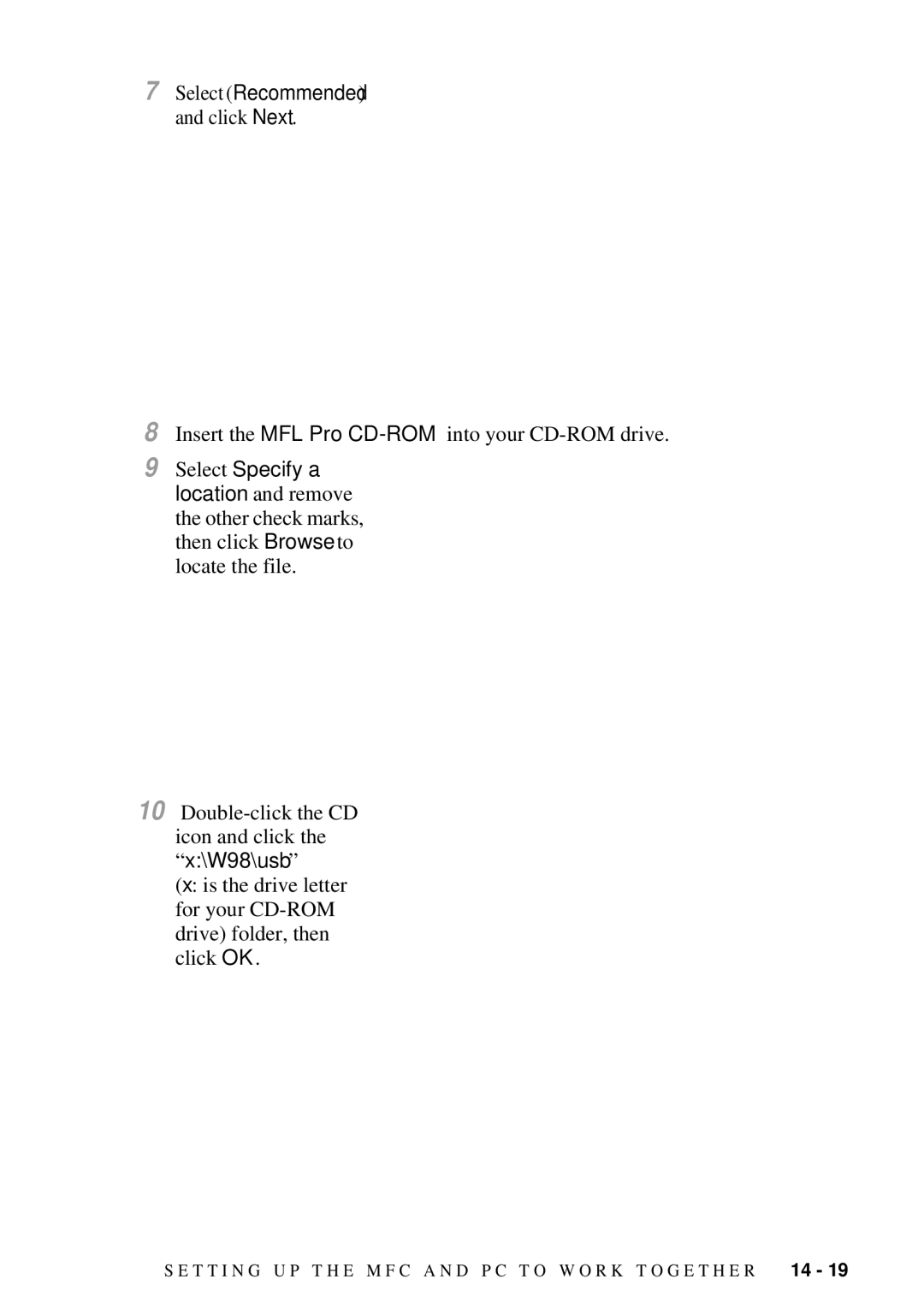 Brother MFC 7300C owner manual W98\usb 