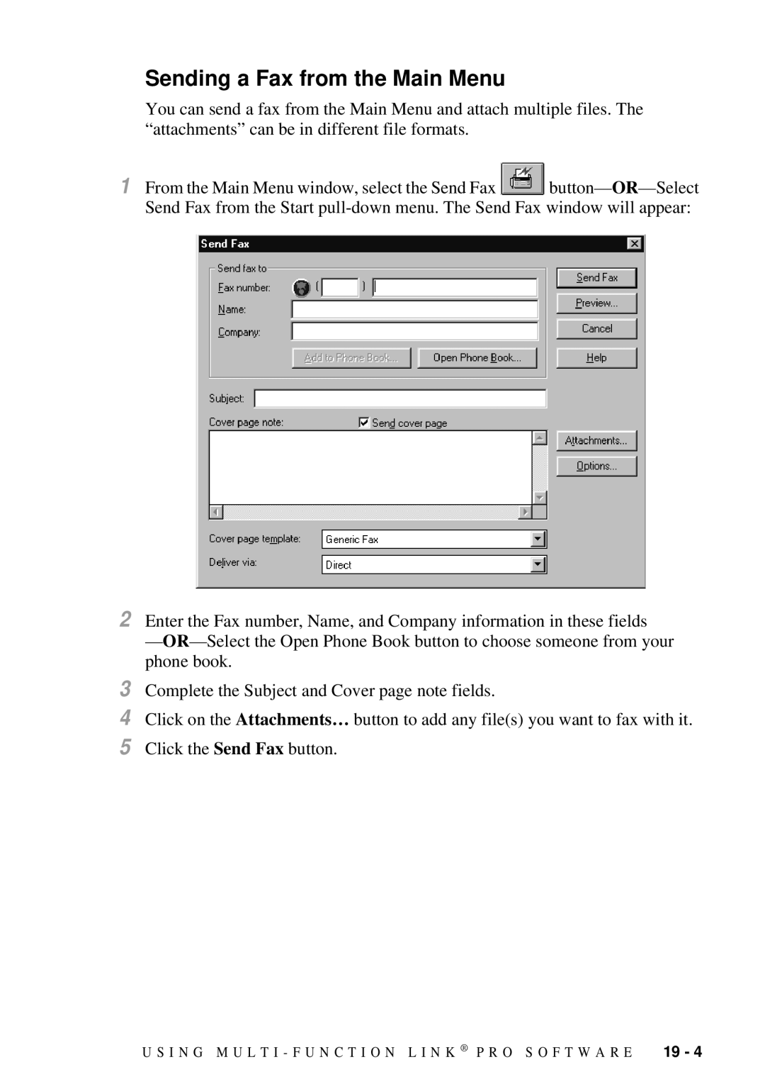 Brother MFC 7300C owner manual Sending a Fax from the Main Menu 