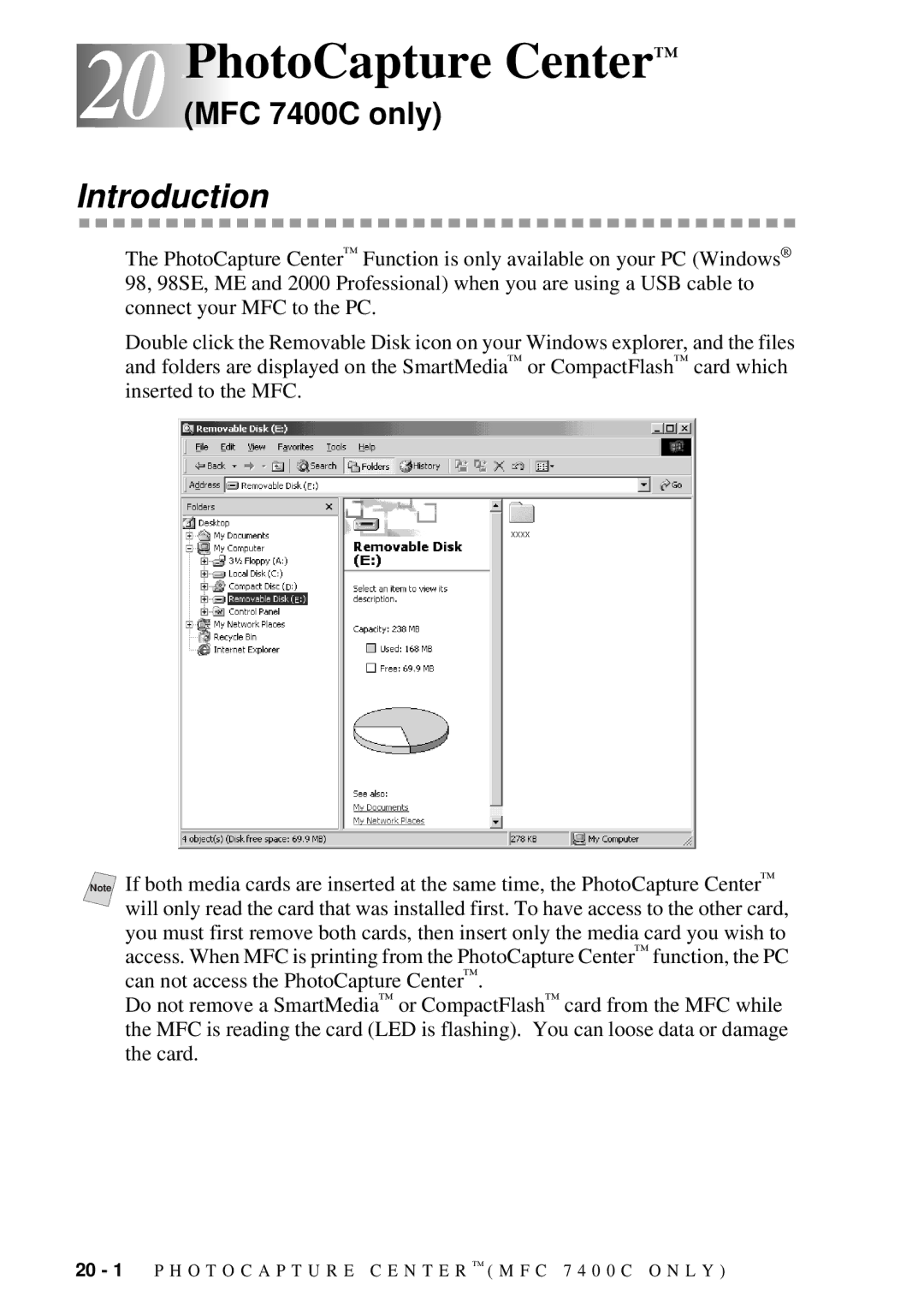 Brother MFC 7300C owner manual 20 20PhotoCapture Center, Introduction 