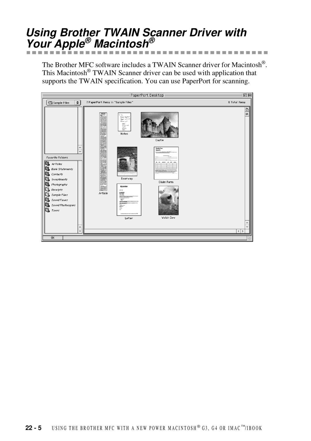 Brother MFC 7300C owner manual Using Brother Twain Scanner Driver with Your Apple Macintosh 