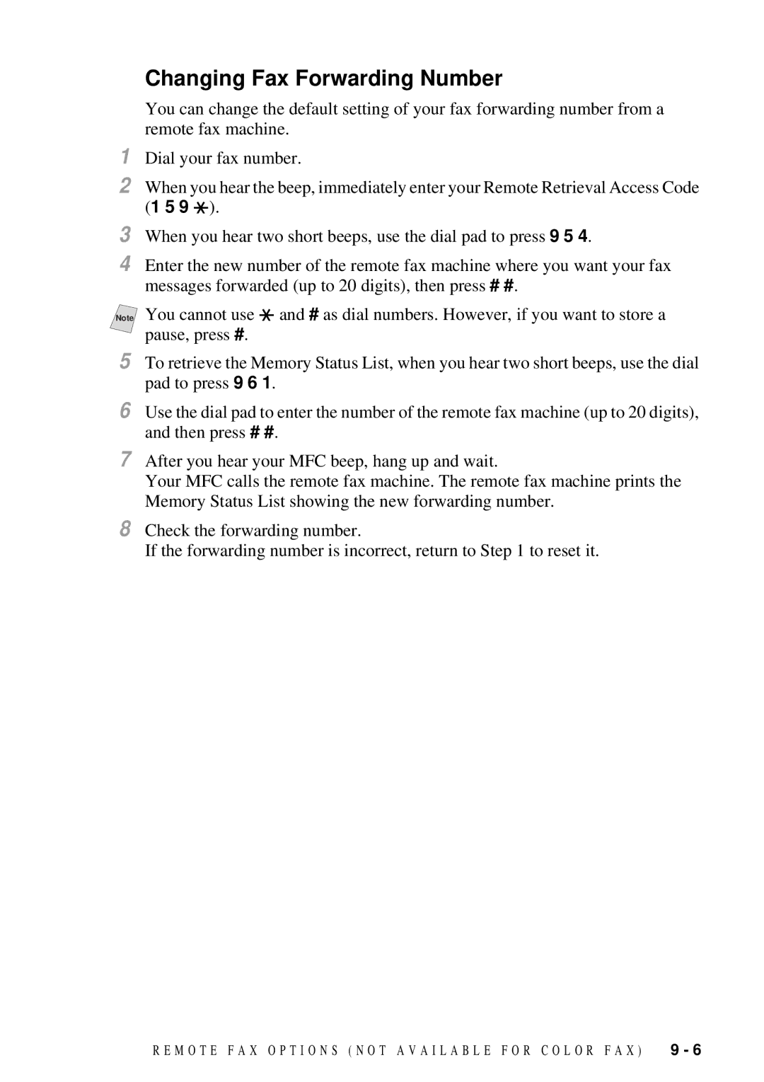 Brother MFC 7300C owner manual Changing Fax Forwarding Number 