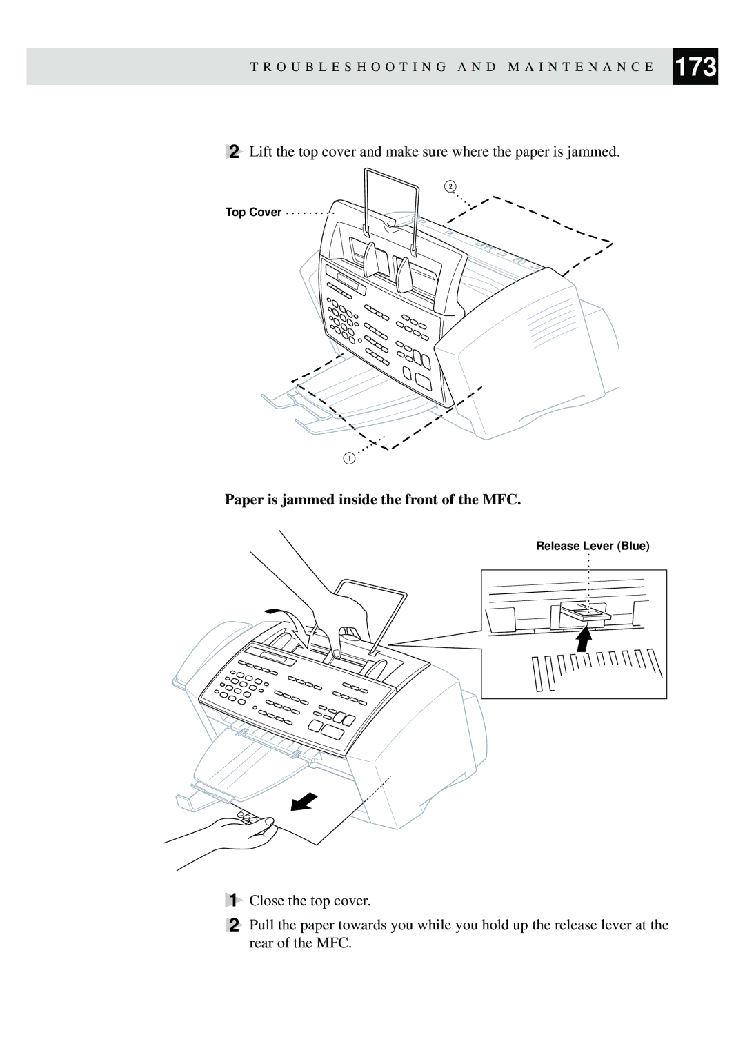 Brother MFC-730, MFC-740 owner manual Paper is jammed inside the front of the MFC 