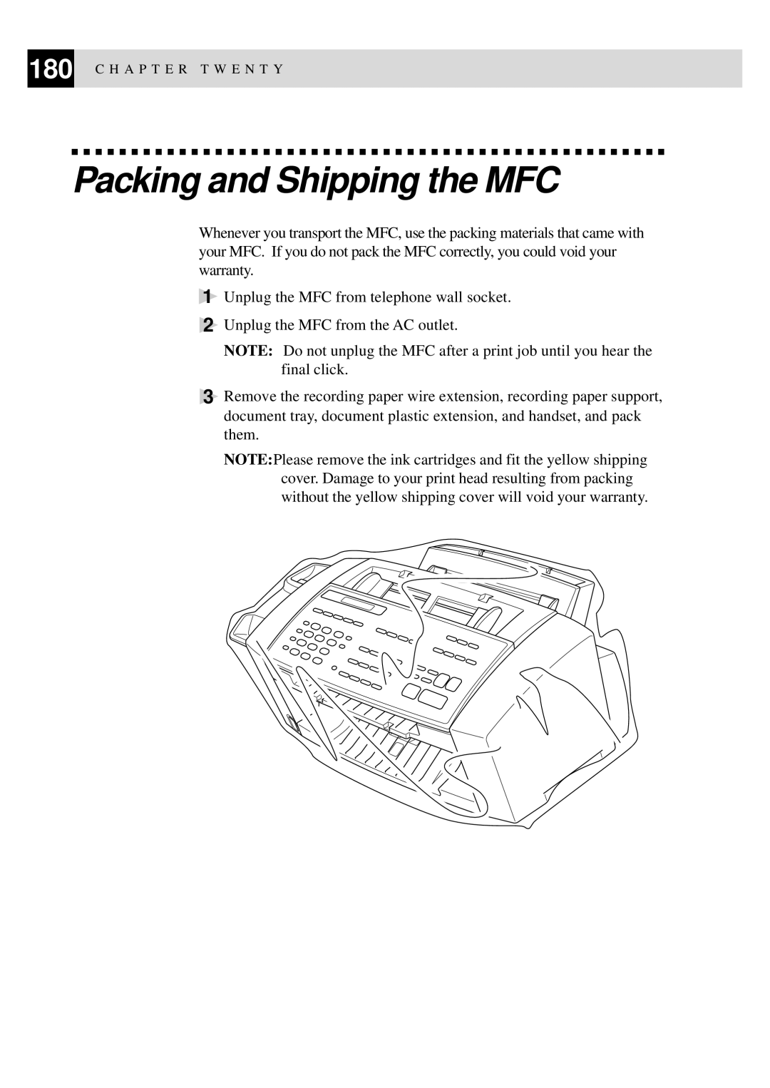 Brother MFC-740, MFC-730 owner manual Packing and Shipping the MFC 