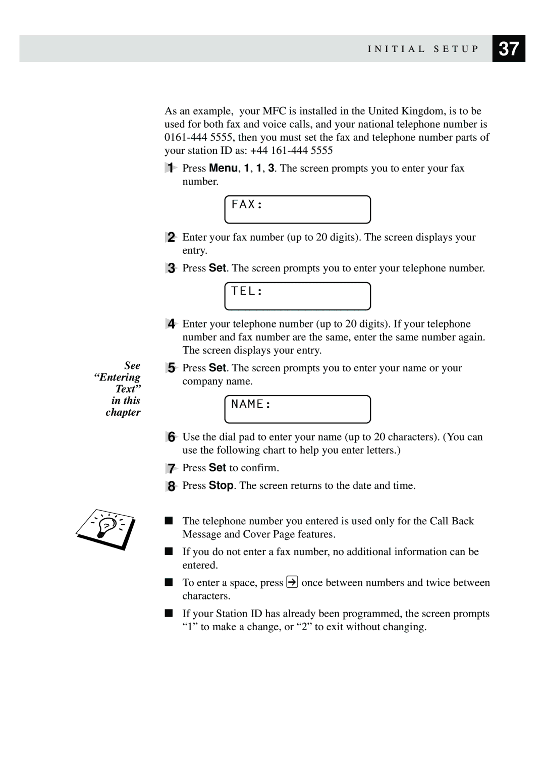 Brother MFC-730, MFC-740 owner manual Fax, Tel, Name 