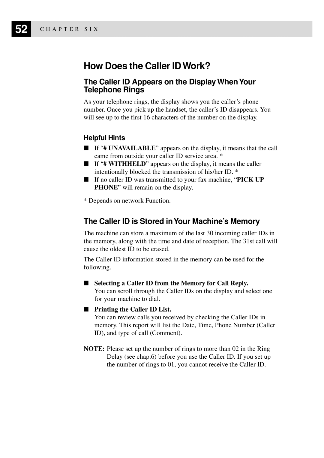 Brother MFC-740, MFC-730 How Does the Caller ID Work?, Caller ID Appears on the Display When Your Telephone Rings 