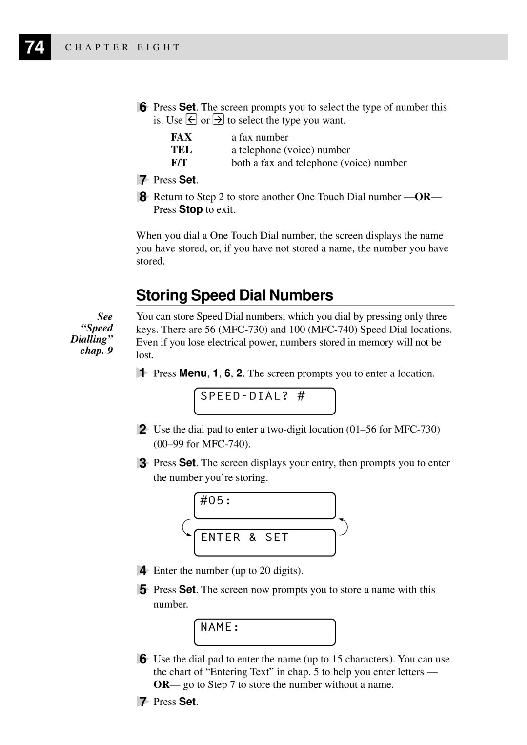 Brother MFC-740, MFC-730 owner manual Storing Speed Dial Numbers, Speed-Dial? #, Enter & SET 