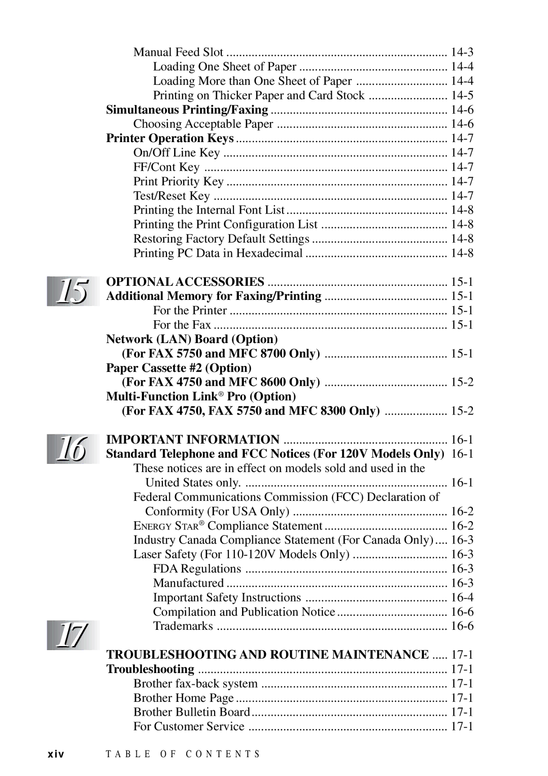 Brother MFC 8600, MFC 8700 Optional Accessories, Network LAN Board Option, Paper Cassette #2 Option, Important Information 