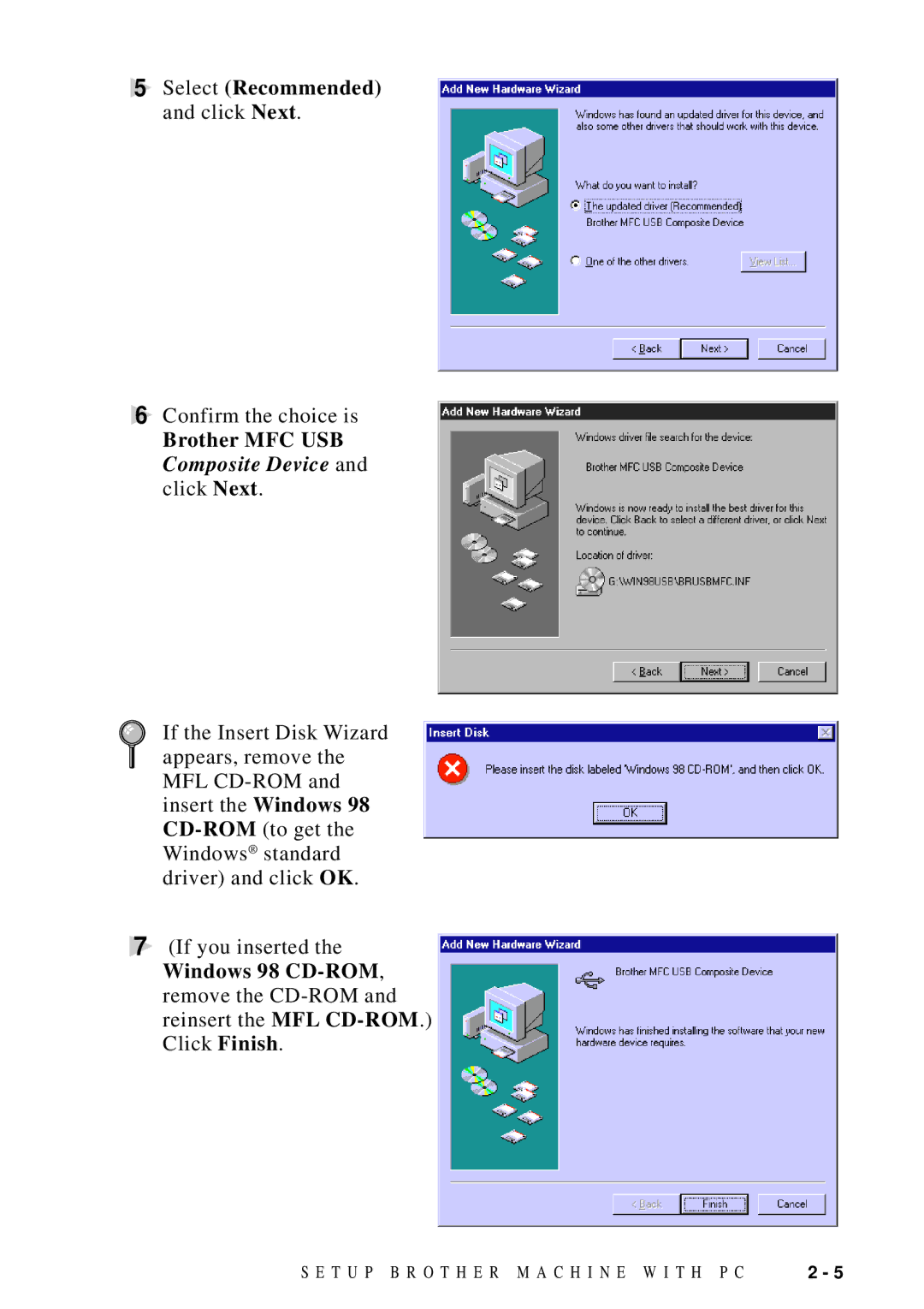 Brother MFC 8700, MFC 8600 software manual Brother MFC USB Composite Device and click Next 