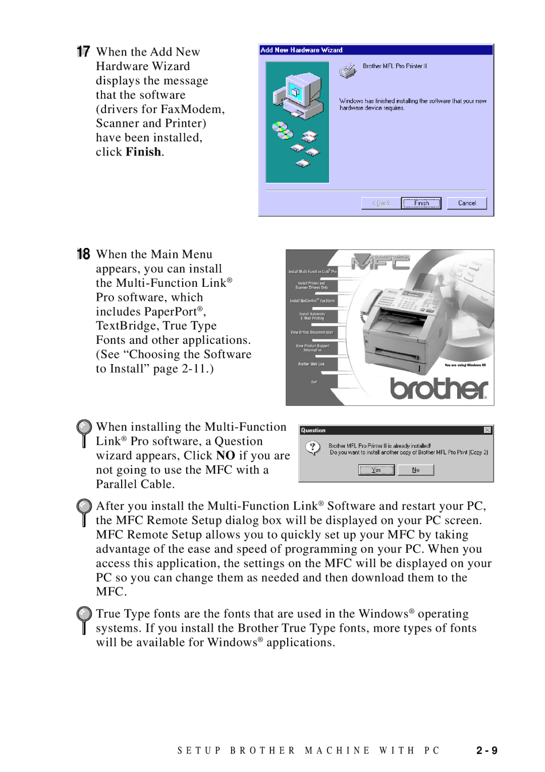 Brother MFC 8700, MFC 8600 software manual T U P B R O T H E R M a C H I N E W I T H P C 