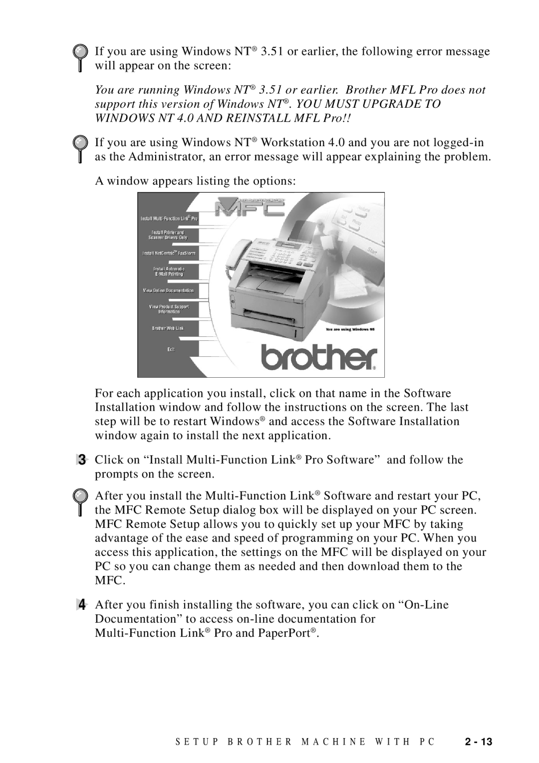 Brother MFC 8700, MFC 8600 software manual T U P B R O T H E R M a C H I N E W I T H P C 