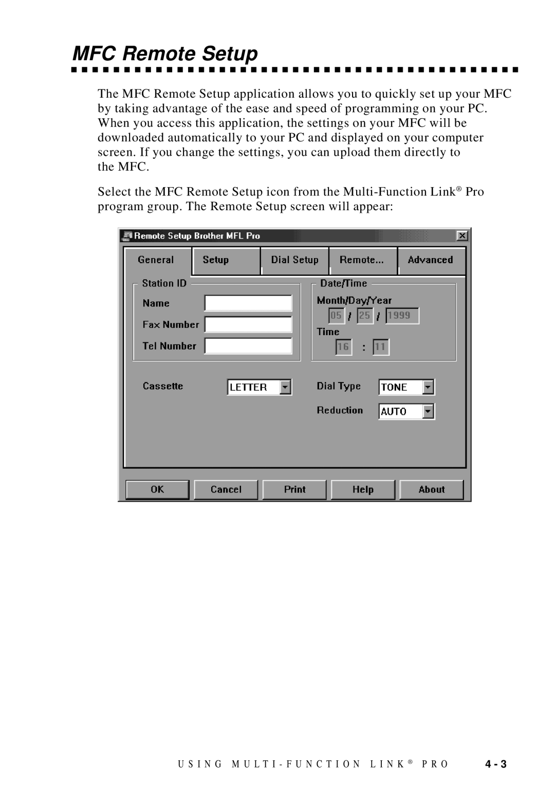 Brother MFC 8700, MFC 8600 software manual MFC Remote Setup 